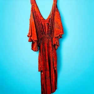 Bohemian Flowy Maxi Dress w/ Pockets (size 6)